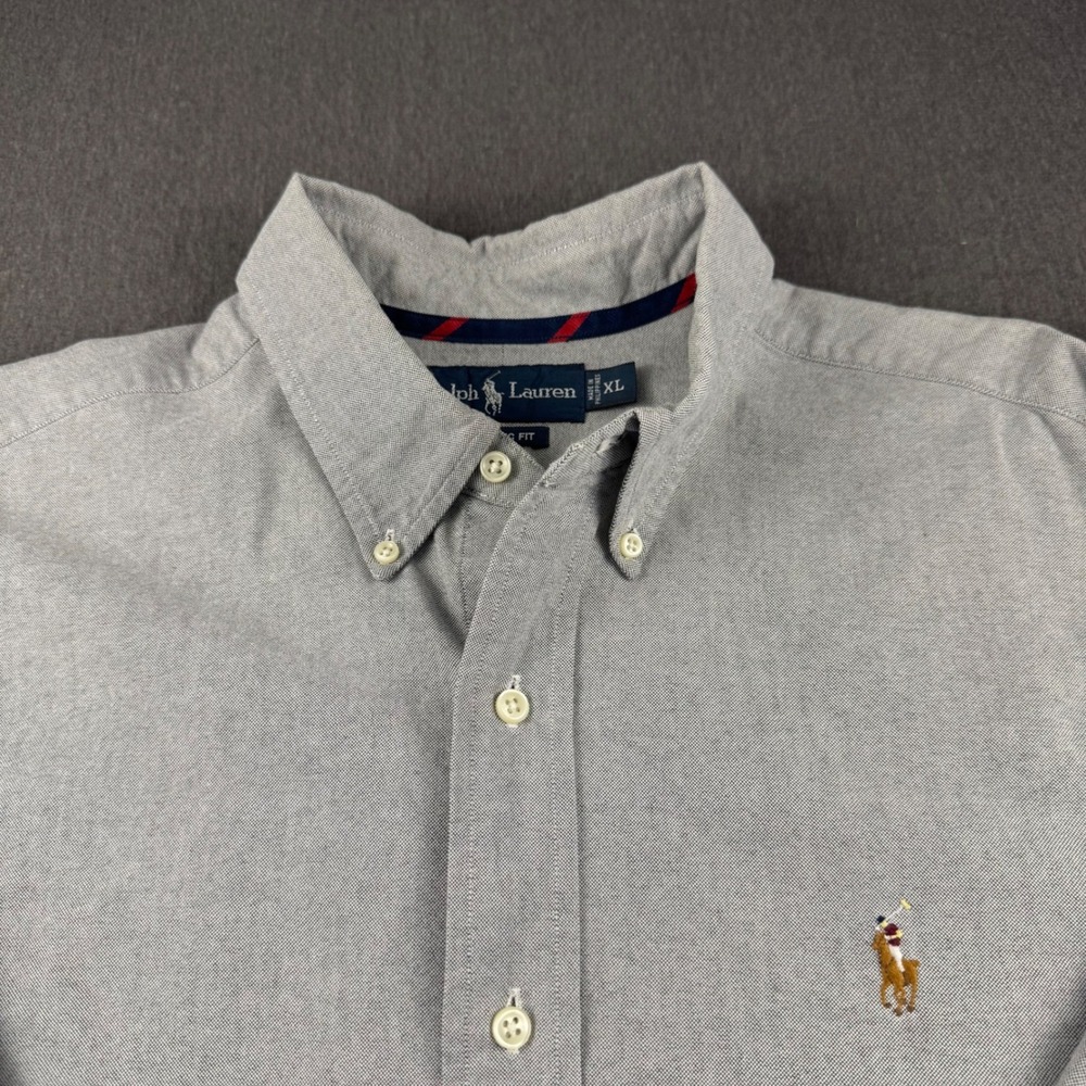 Polo Ralph Lauren Mens XL Grey Oxford Button Down Shirt Classic Fit Long Sleeve